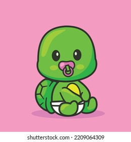 Cute baby turtle cartoon icon