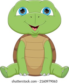 cute baby turtle cartoon isolated on white background