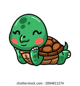 Cute baby turtle cartoon laying down