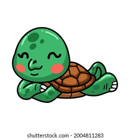 Cute baby turtle cartoon laying down