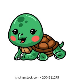 Cute baby turtle cartoon laying down