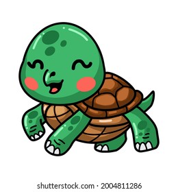 Cute Baby Turtle Cartoon Posing Stock Vector (Royalty Free) 2004811286 ...