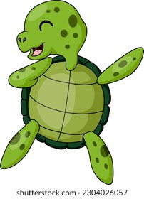 Cute baby turtle cartoon posing