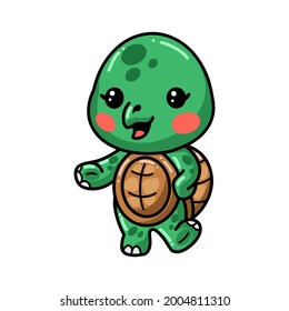 Cute baby turtle cartoon presenting