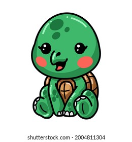 Cute baby turtle cartoon sitting