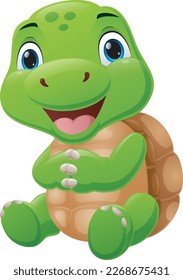 Cute baby turtle cartoon sitting