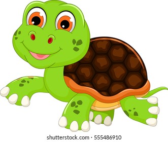 cute baby turtle cartoon walking