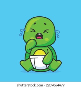 Cute baby turtle crying cartoon icon