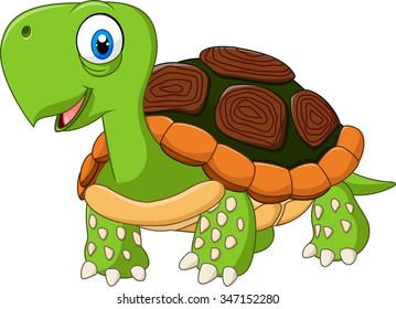Cute baby turtle posing isolated on white background