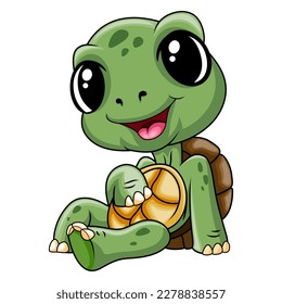 Cute baby turtle a sitting