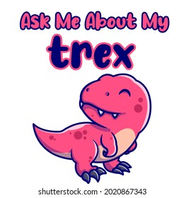 Cute Baby Tyrannosaurus Cartoon Vector Icon Illustration. Animal Dino Icon Concept Isolated Premium Vector. Flat Cartoon Style