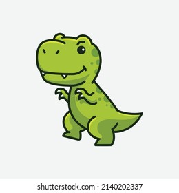 Cute Baby Tyrannosaurus Rex Cartoon Dinosaur Character Illustration Isolated