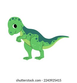 Cute baby tyrannosaurus rex dinosaur. Jurassic reptiles T-rex. Childish prehistoric dino paleontology. Dinosaur era wildlife. Prehistoric lizard for children. Cartoon vector.