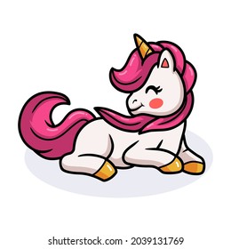 Cute baby unicorn cartoon lying down