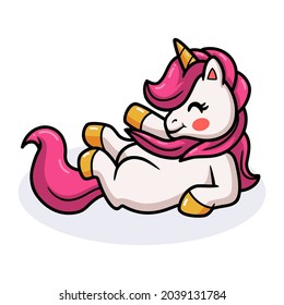 Cute baby unicorn cartoon posing
