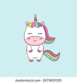 Cute baby unicorn character. Vector illustration