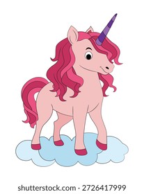 Lindo bebé unicornio con nubes Ilustración vectorial