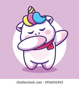 Cute baby unicorn dabbing cartoon