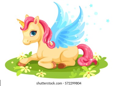 Cute baby unicorn fantasy character