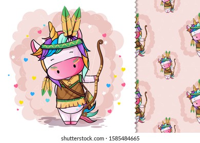 cute baby unicorn with feathers for kids