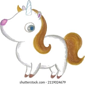 Cute Baby Unicorn hand drawn cartoon animal watercolor illustration