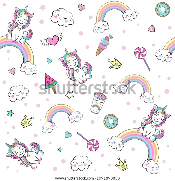 Vector de stock (libre de regalías) sobre Unicornio de bebé en un