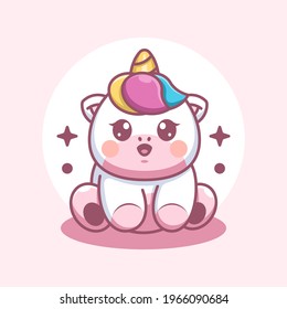 Cute baby unicorn sitting cartoon