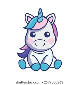 Cute baby unicorn sitting charming look