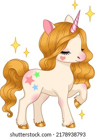 Cute baby unicorn. Vector illustration isolated