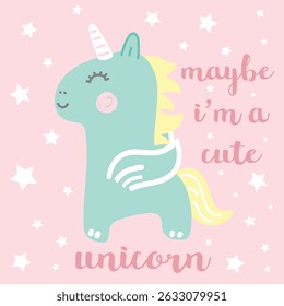 Cute Baby Unicorn Vector Illustration Graphic