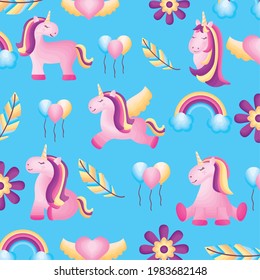 cute baby unicorns pattern background
