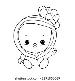 Caracteres de vector de bebé en EPS con dibujo de arte mínimo en blanco y negro