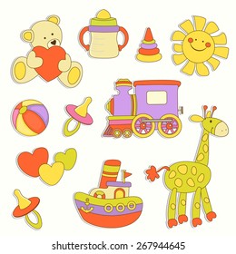 Cute baby vector colorful labels 