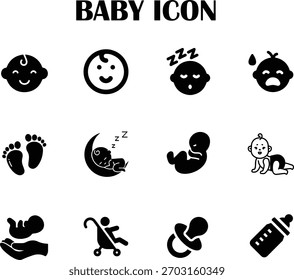 Cute baby vector icon in simple flat style, perfect for childcare, parenting, and nursery design projects