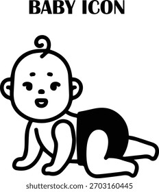 Icono lindo del Vector del bebé en estilo plano simple, perfecto para el cuidado de los niños, la crianza, y los proyectos del diseño del vivero