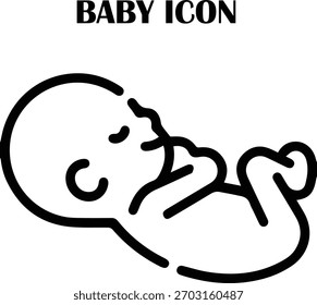 Cute baby vector icon in simple flat style, perfect for childcare, parenting, and nursery design projects