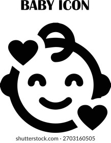 Icono lindo del Vector del bebé en estilo plano simple, perfecto para el cuidado de los niños, la crianza, y los proyectos del diseño del vivero