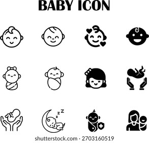 Nettes Baby-Vektorsymbol im einfachen flachen Stil, perfekt für Projekte in den Bereichen Kinderbetreuung, Elternschaft und Kindergartendesign