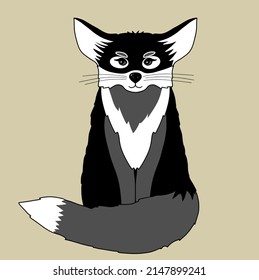 Cute baby vector illustration with funny little fox isolated on beige background. Simple infantile style print perfect for woods party decoration, wall art, card, invitation