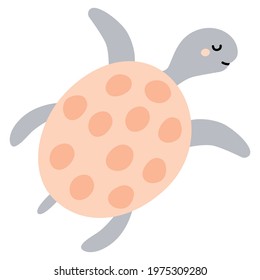 Cute baby vector illustration in scandinavian style including trendy quotes and cool sea turtle animal decorative hand drawn elements.