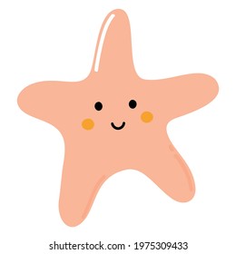 Cute baby vector illustration in scandinavian style including trendy quotes and cool sea animal decorative hand drawn elements. Sweet starfish