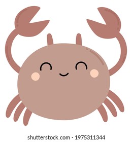 Cute baby vector illustration in scandinavian style including trendy quotes and cool sea animal decorative hand drawn elements. Sweet crab