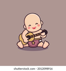 cute baby vector playing guitar