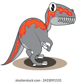 Cute baby Velociraptor cartoon on white background suitable for children's education