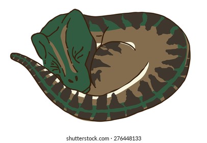 Cute Baby Velociraptor Dinosaur Sleeping 