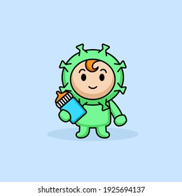 Cute baby in virus covid-19 costume