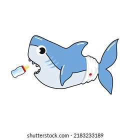Cute baby Vivid shark cartoon vector