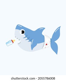 Cute baby Vivid shark vector cartoon