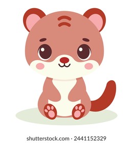 Cute baby weasel character. Vector illustration for children design. Flat style