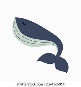 Cute baby whale, hand vector drawing.
